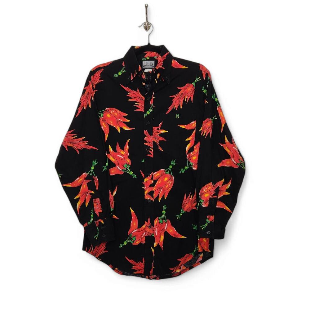 Vintage Western Chili Peppers All Over Button Shirt Roughrider Circle T Small